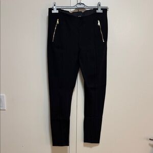 H&M Black Slim Ponte Leggings with Gold Zippers